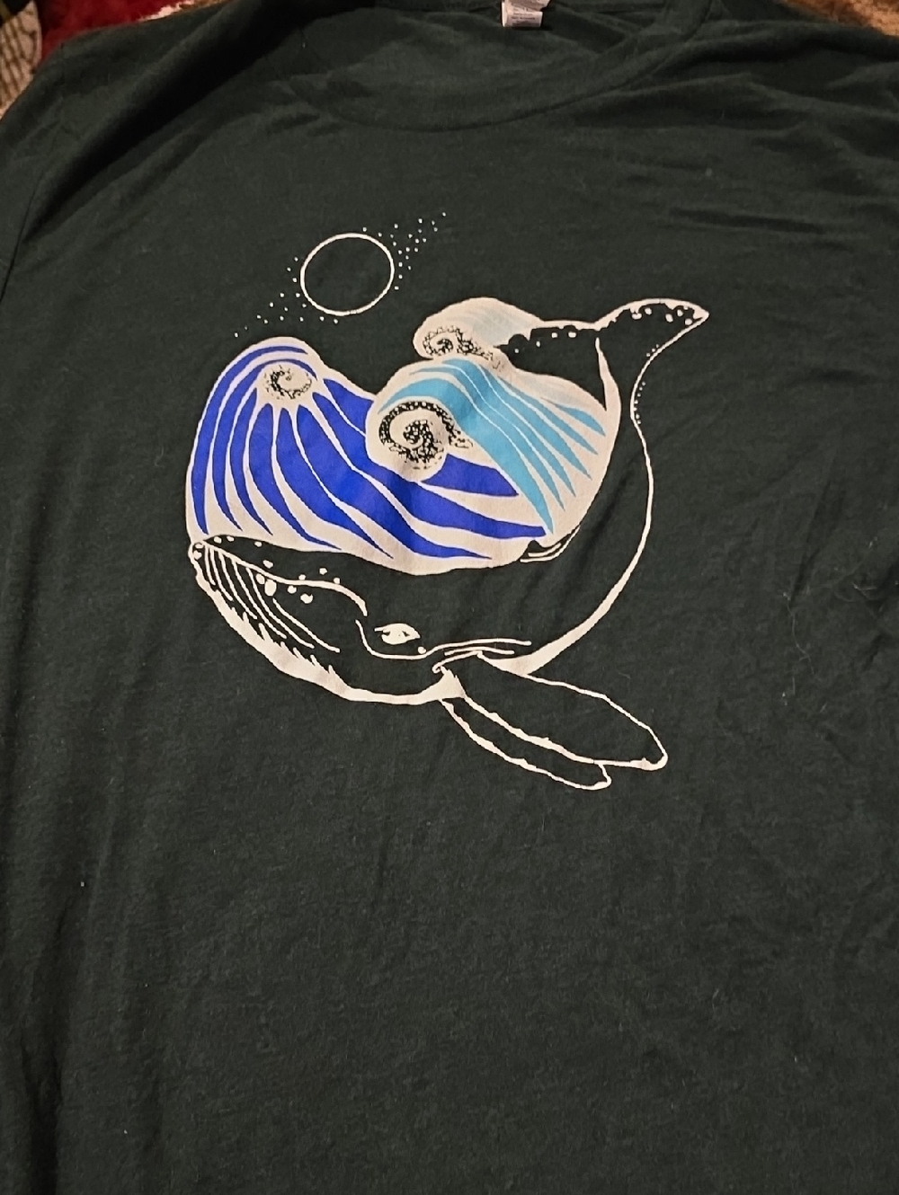 Bella Canvas Black Tee with Blue Wave Whale Graphic